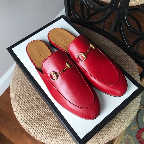 gucci red princetown mules